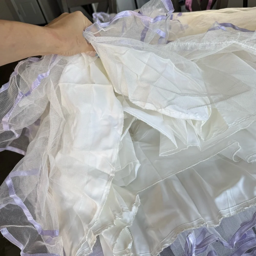 Vintage Ballgown Gunne Sax Style Alfred Angelo Flirtations White Purple Dress 2